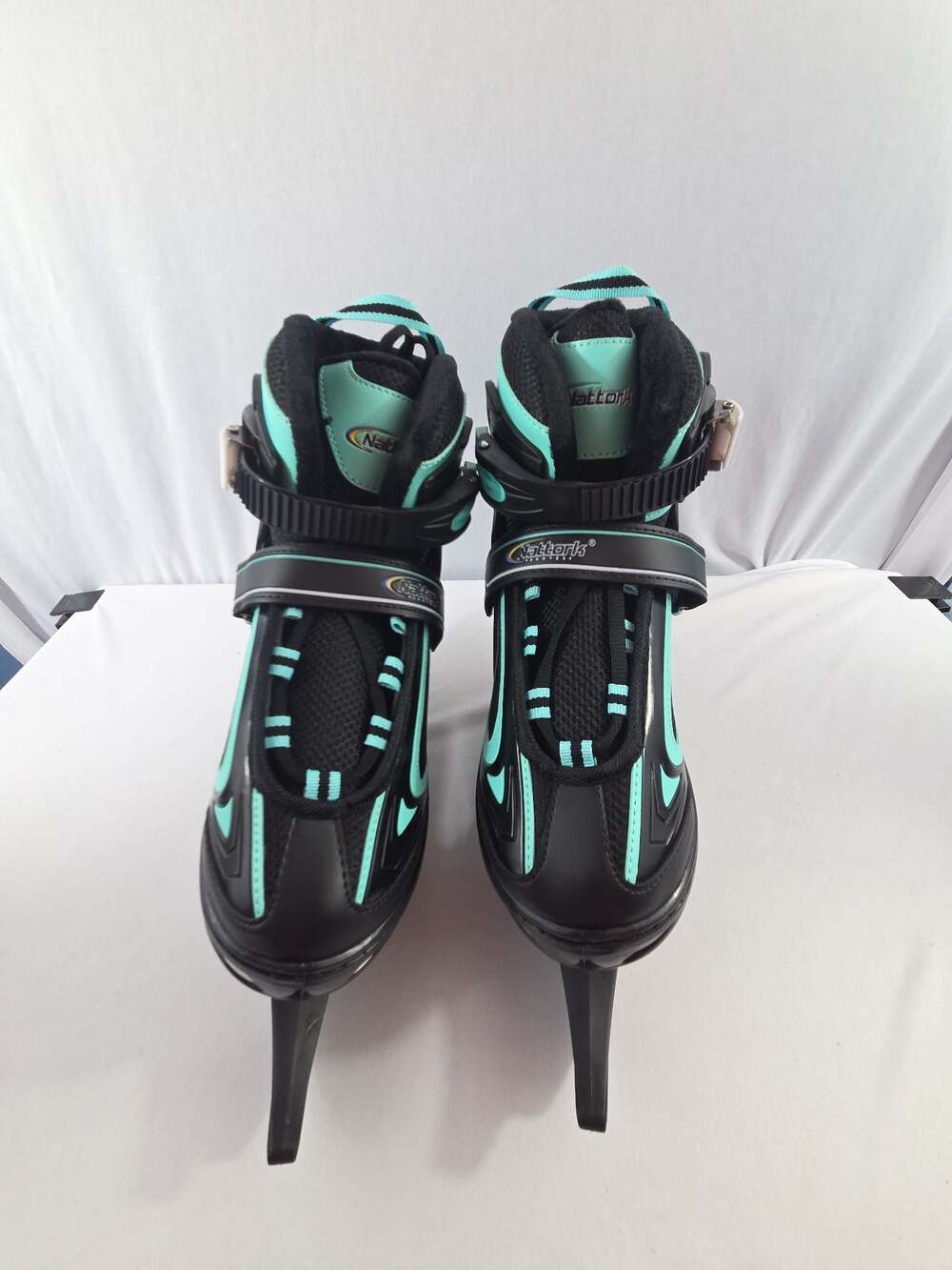 Nattork Adjustable Ice Skates for Kids, Model 810, Teal and Black